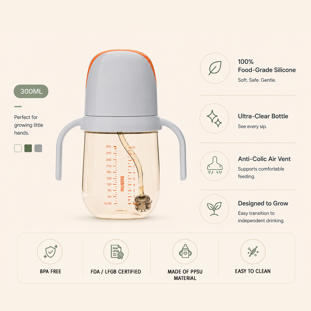 Cawan Genggam Tumbly PPSU BEEBIYOO - 300ml