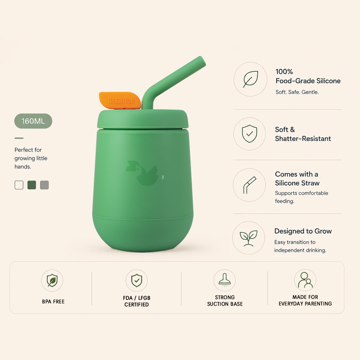 BEEBIYOO Silicone Strawbie Cup